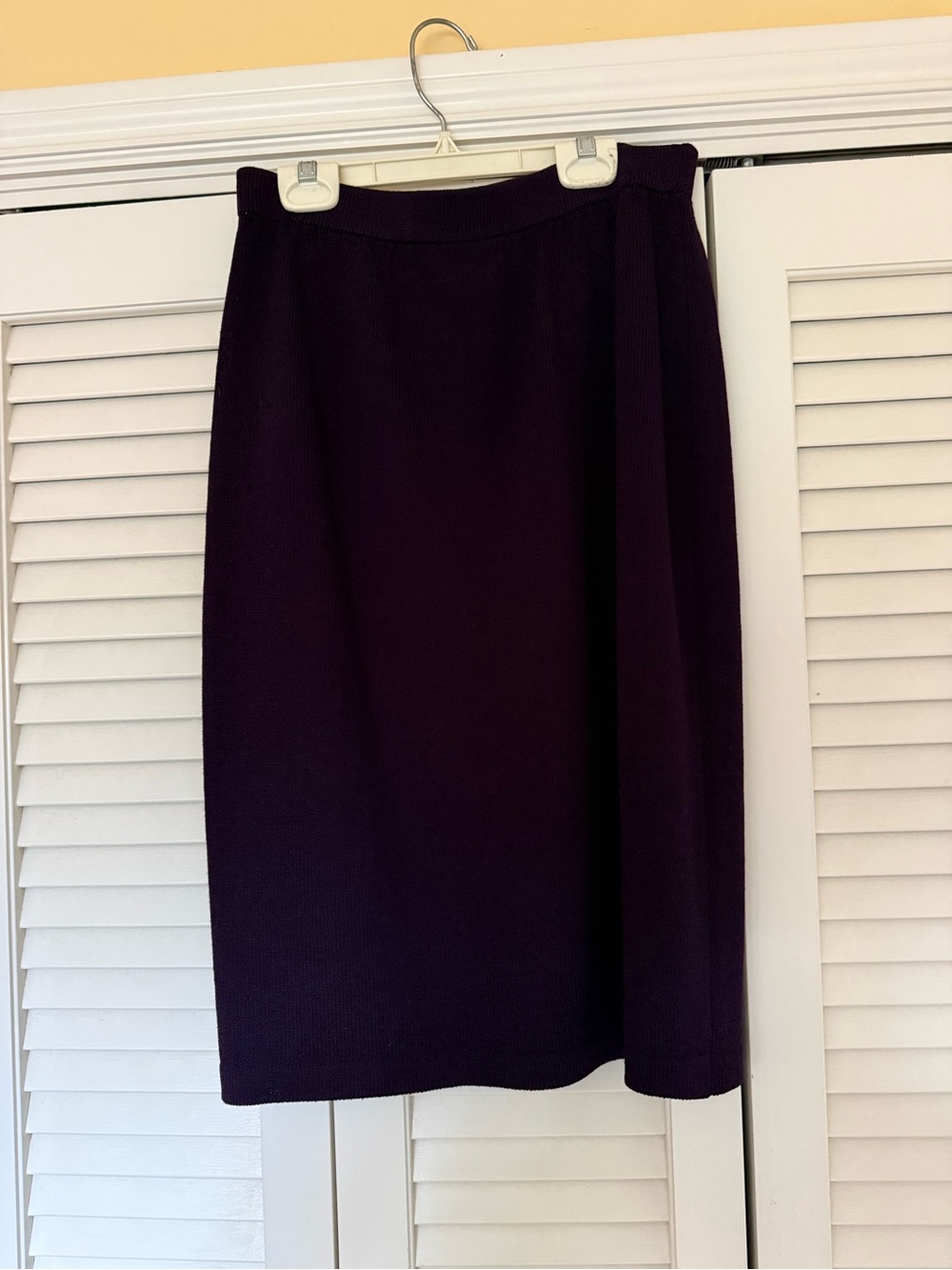 St. John Collection Dark Purple Pencil Knit Skirt